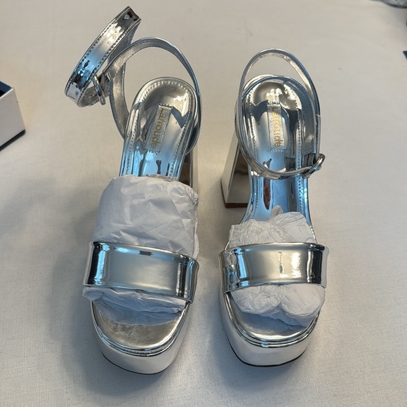 Larroudé Dolly Sandal In Silver Specchio - Picture 2 of 10